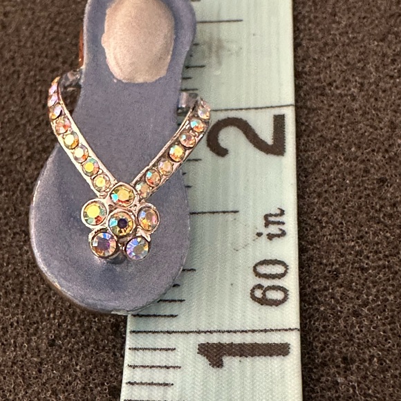 Lady Remington, Vintage Lia Sophia, Blue Flip Flop Pin w/AB Crystals.Silver Tone - Picture 12 of 12